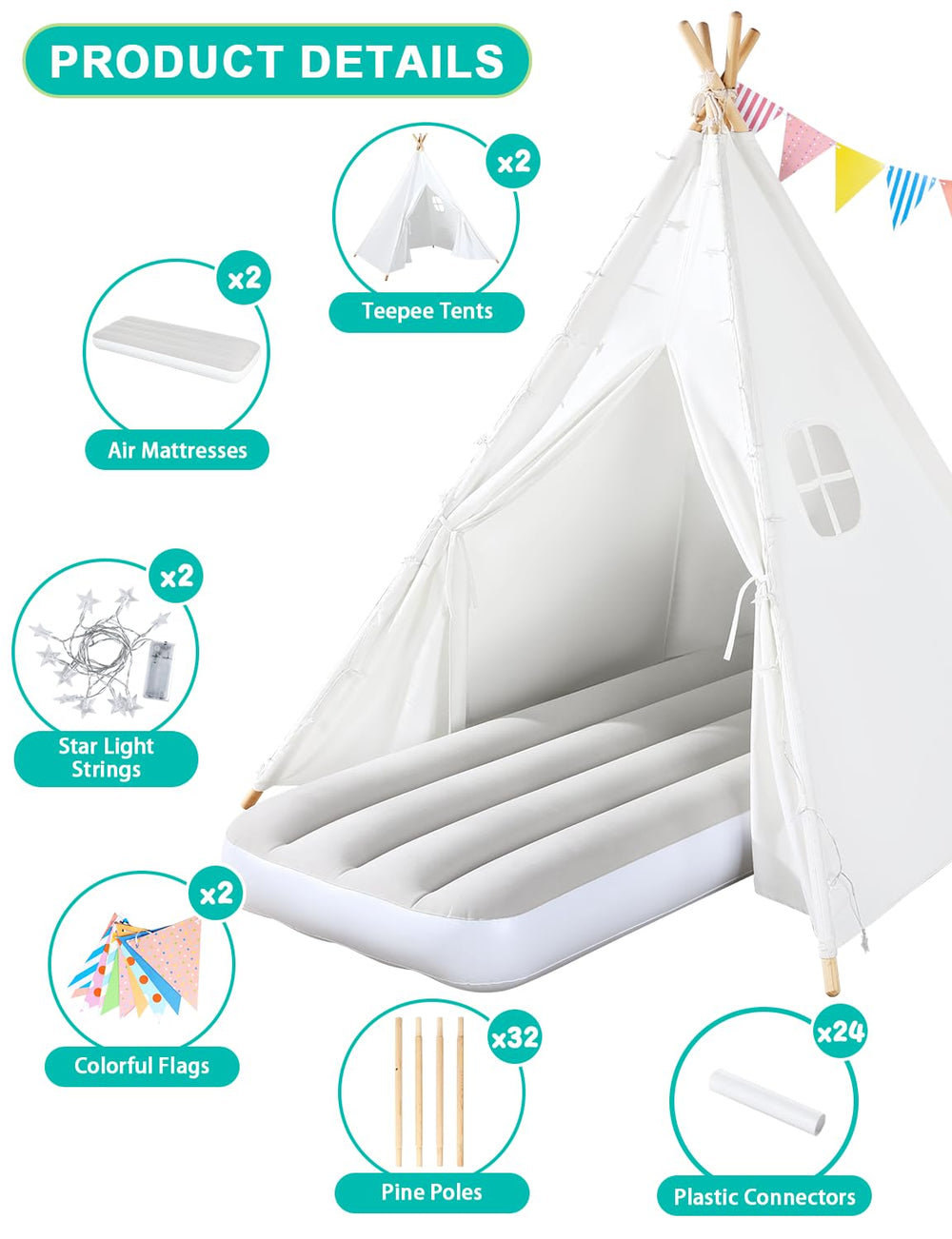 Sumbababy teepee tent durable polyester fabric for easy cleaning
