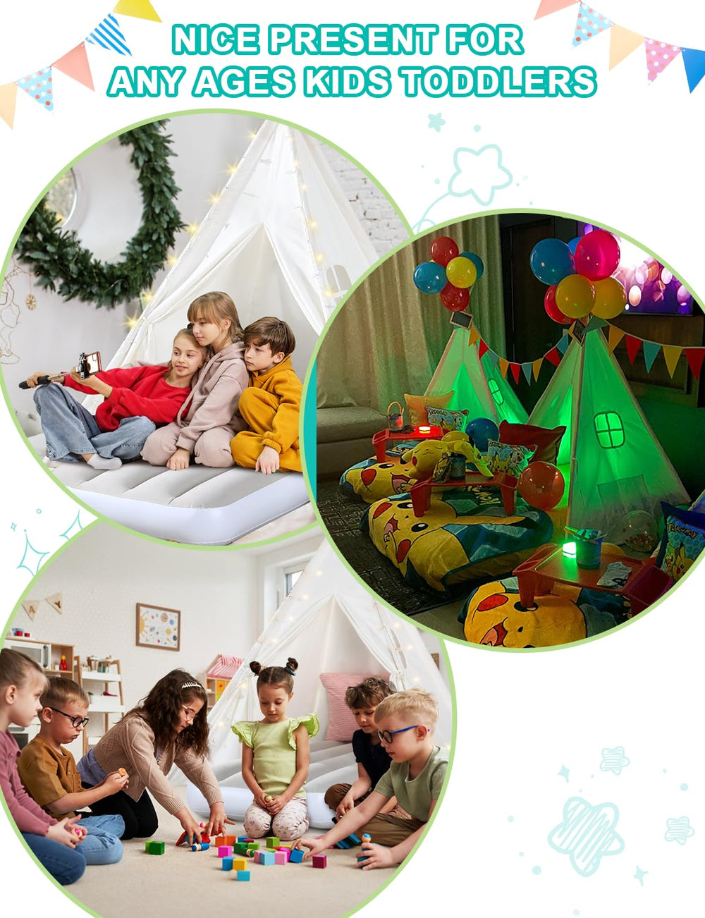 Sumbababy teepee tent easy assembly and foldable portable storage