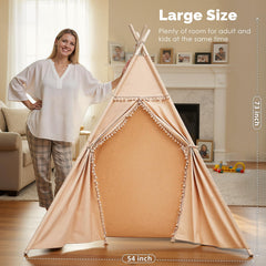 Sumbababy teepee tent khaki pine pole detail for stability