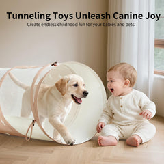 Sumbababy tunnel toy durable fabric design easy to wipe clean after play.