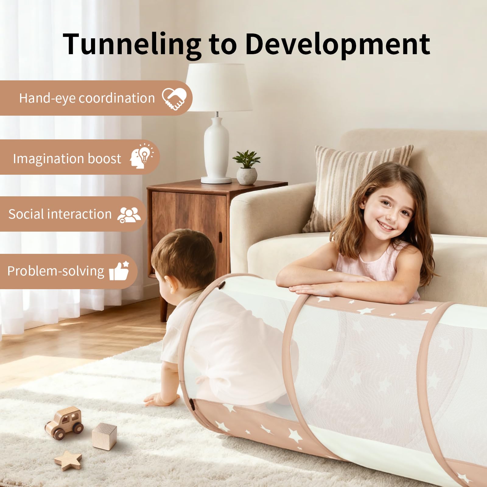 Sumbababy tunnel toy ideal for indoor play with kids and pets.