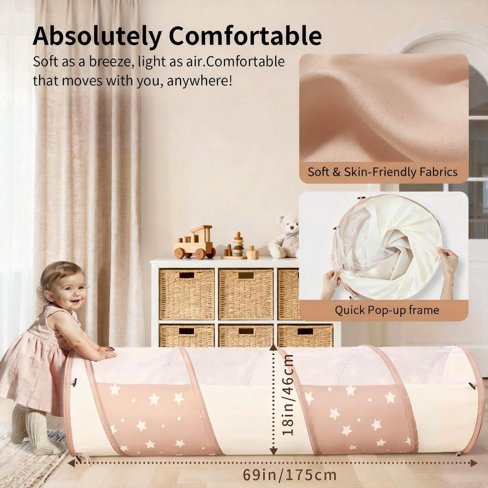 Sumbababy tunnel toy soft fabric ensures safe, cozy play for little ones.