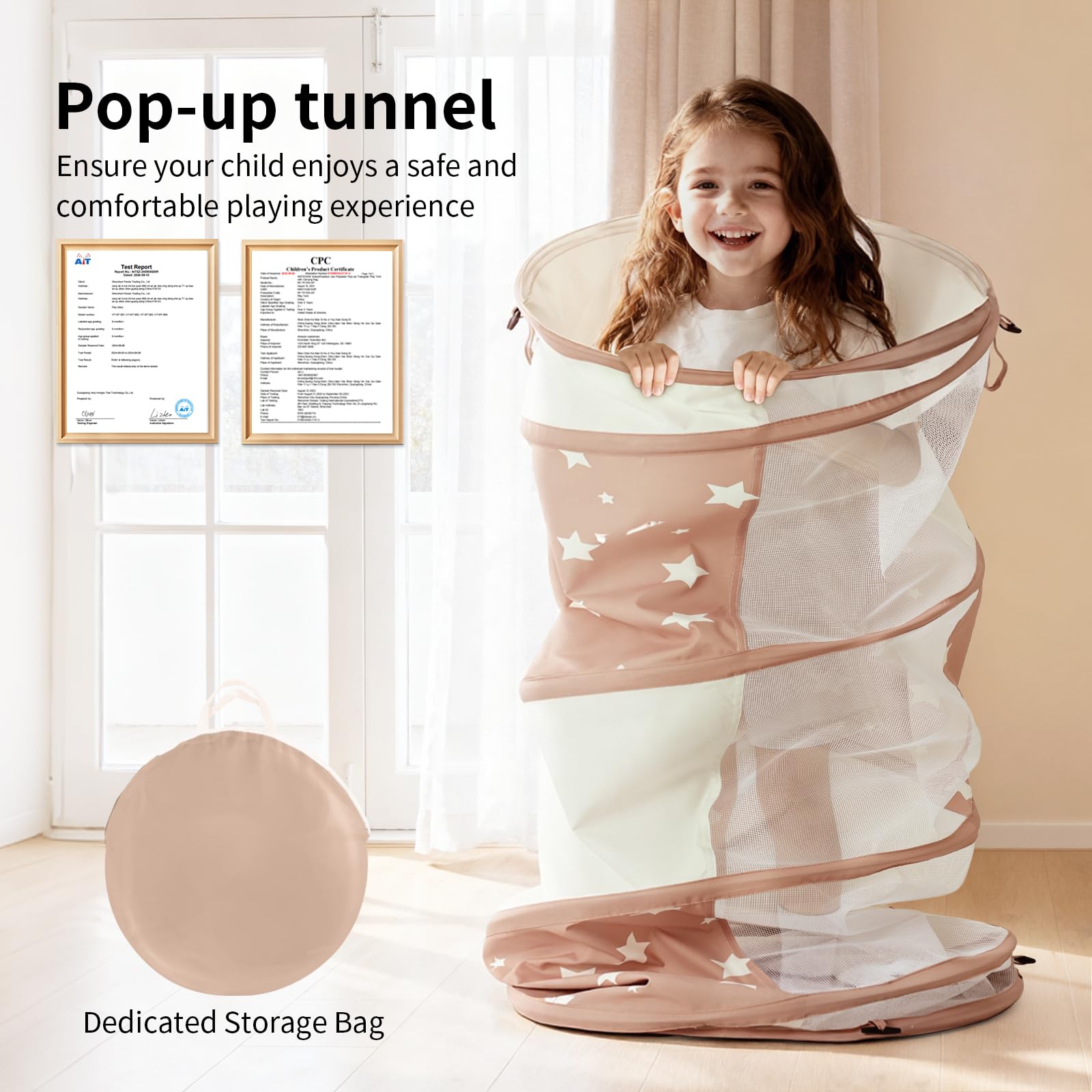 Sumbababy tunnel toy starry pattern adds fun visual appeal during playtime.