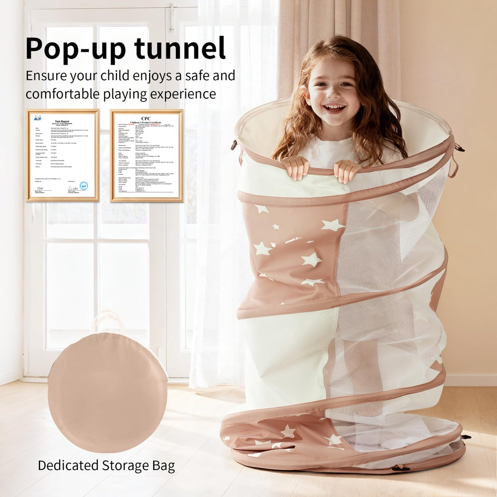 Sumbababy tunnel toy starry pattern adds fun visual appeal during playtime.