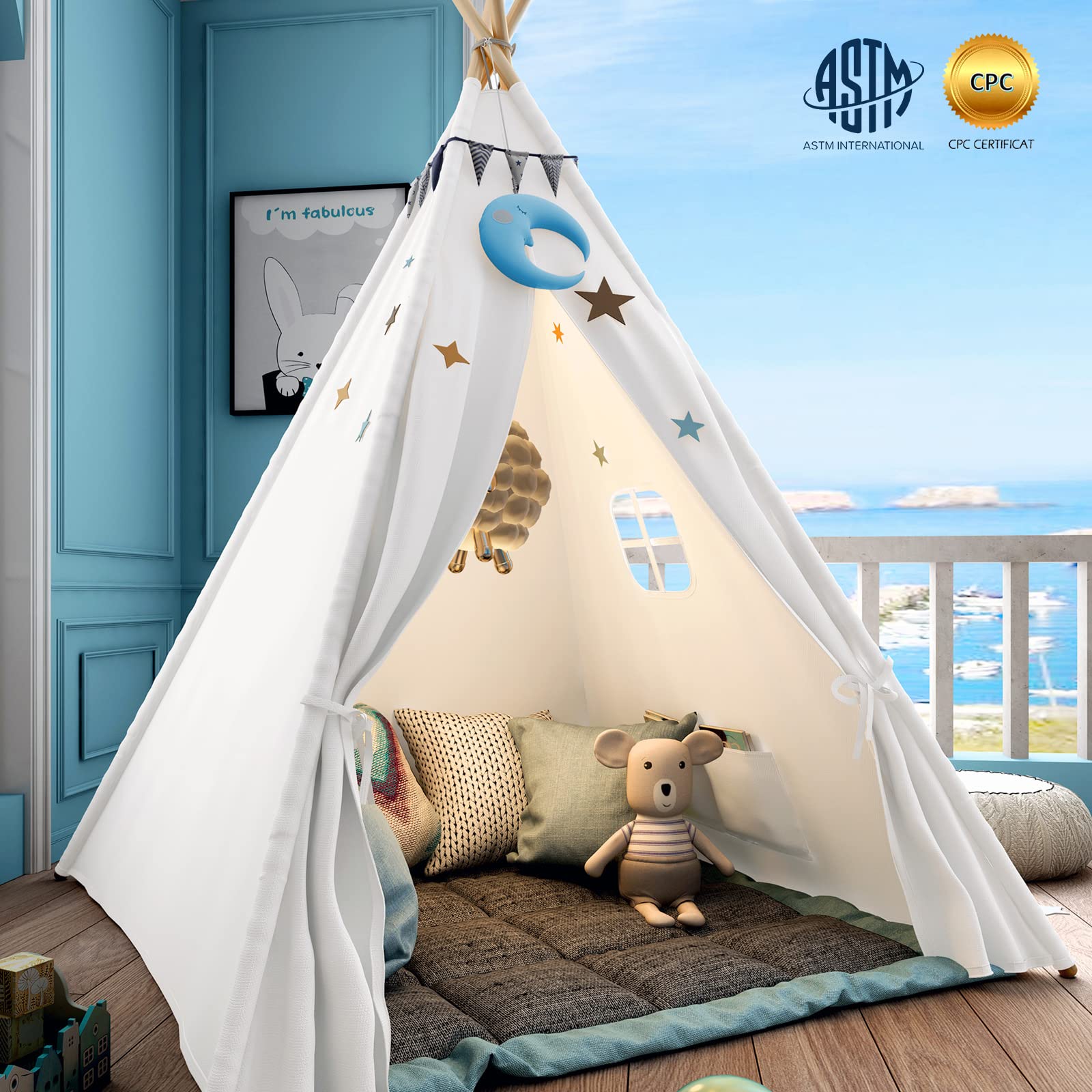 Sumerice Teepee tent side window and pocket helps parents check in.