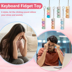 Sumgsn compact keyboard fidget shown with bag to emphasize travel-friendly use.