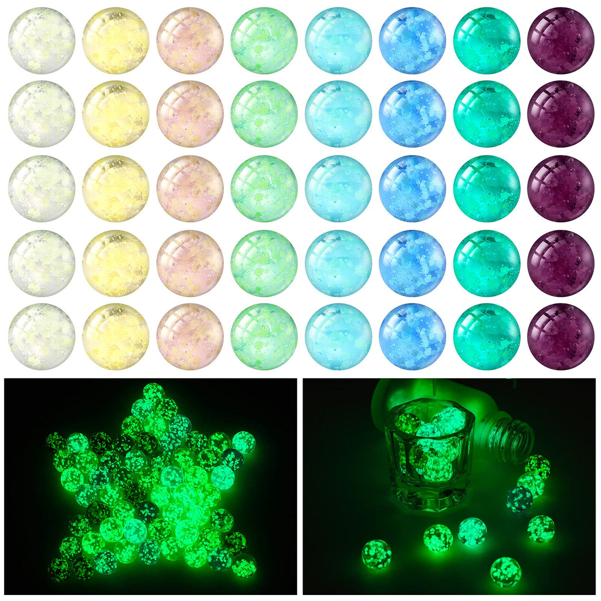 Sumind glow marbles pack shows vibrant colors for creative play.