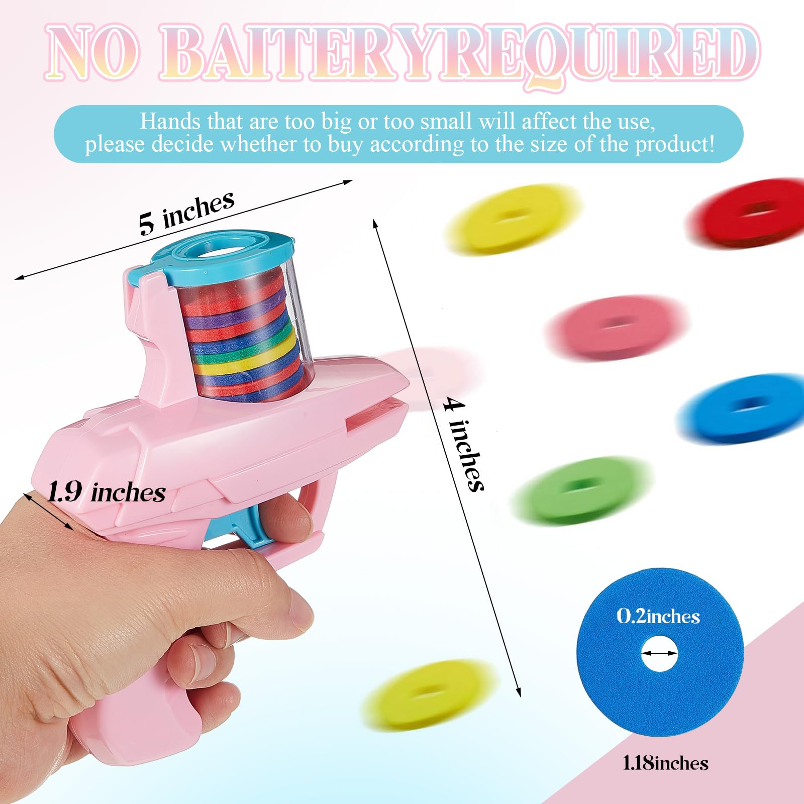 Sumind 8 Pcs foam disc shooter side view showing easy grip