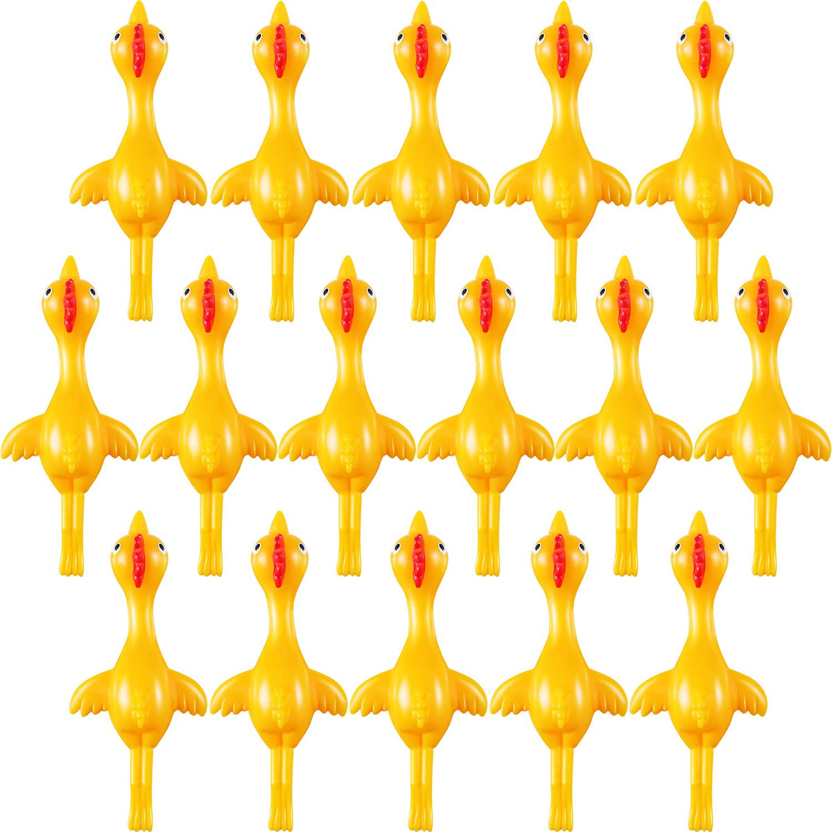 Sumind yellow finger-slingshot chicken in action, a playful party toy.