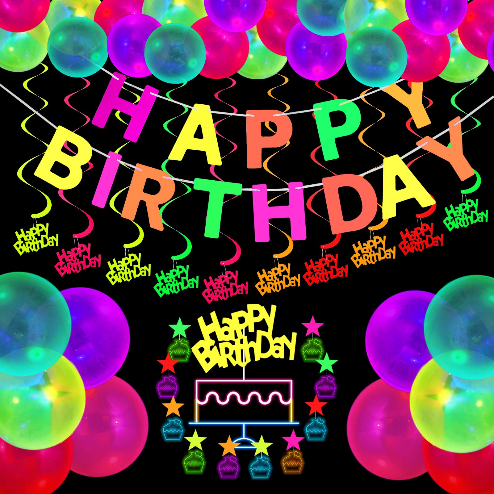 Sumind glow banner Happy Birthday—vibrant under UV light for striking decor.