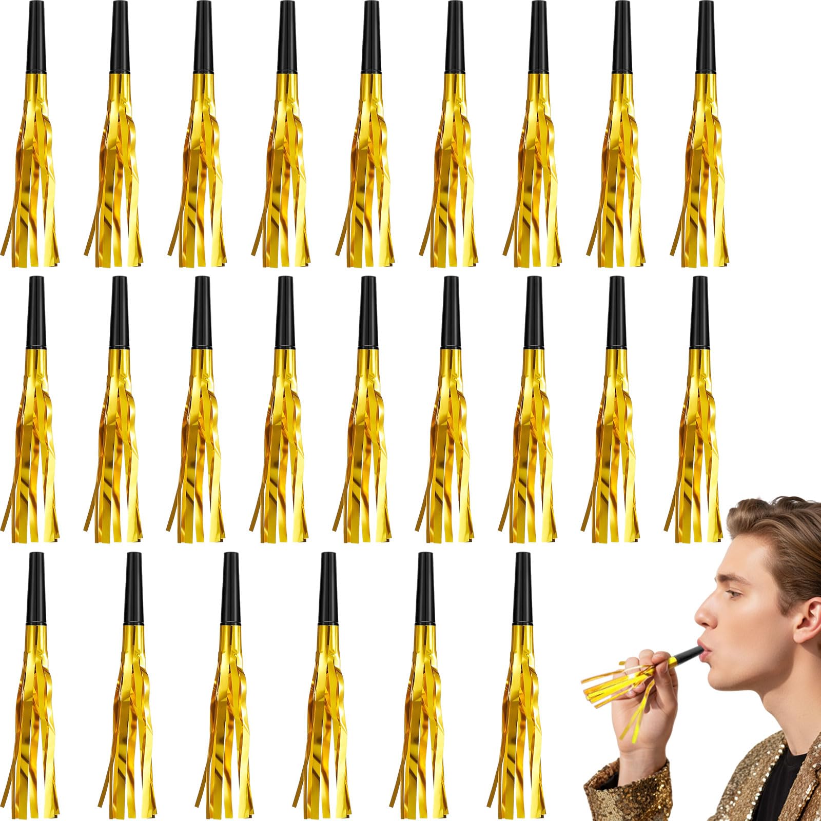 Sumind gold noise makers packaged for quick party setup and fun.