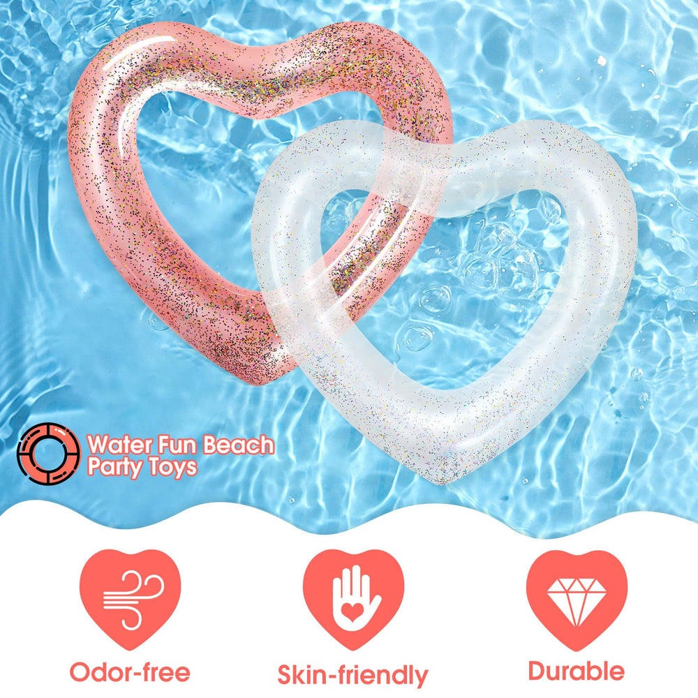 Sumind heart float features rose-gold accents for festive pool parties.