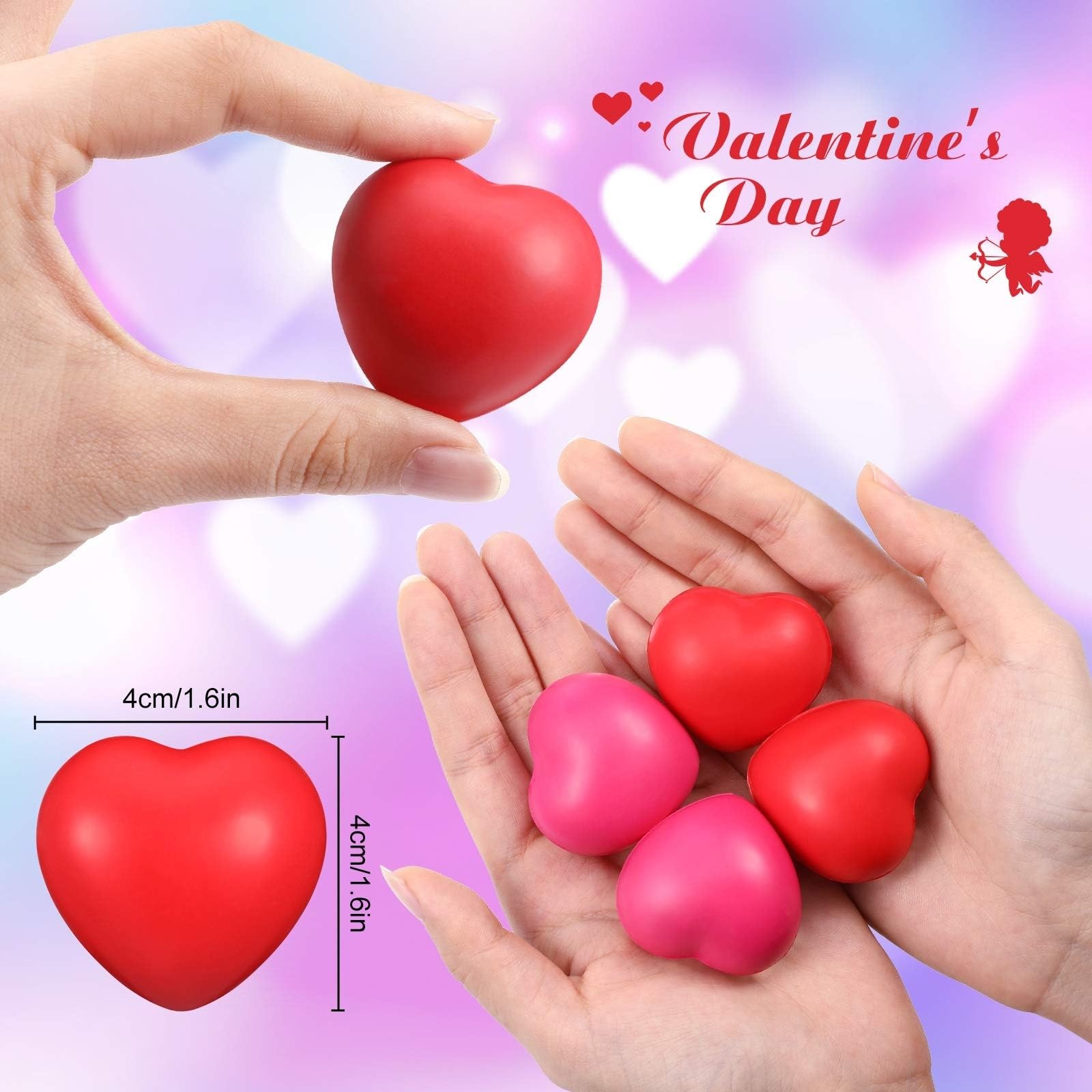 Sumind red heart stress ball close-up, smooth foam for stress relief and sensory play.