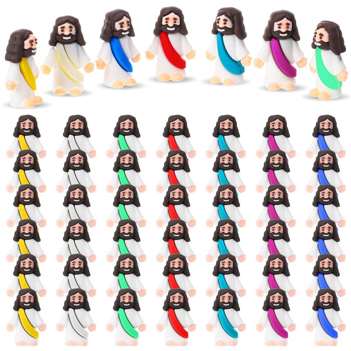 Sumind little Jesus figures in bright colors for festive Christmas decor.