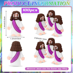 Sumind mini Jesus figurines with purple party decor, festive fillers.