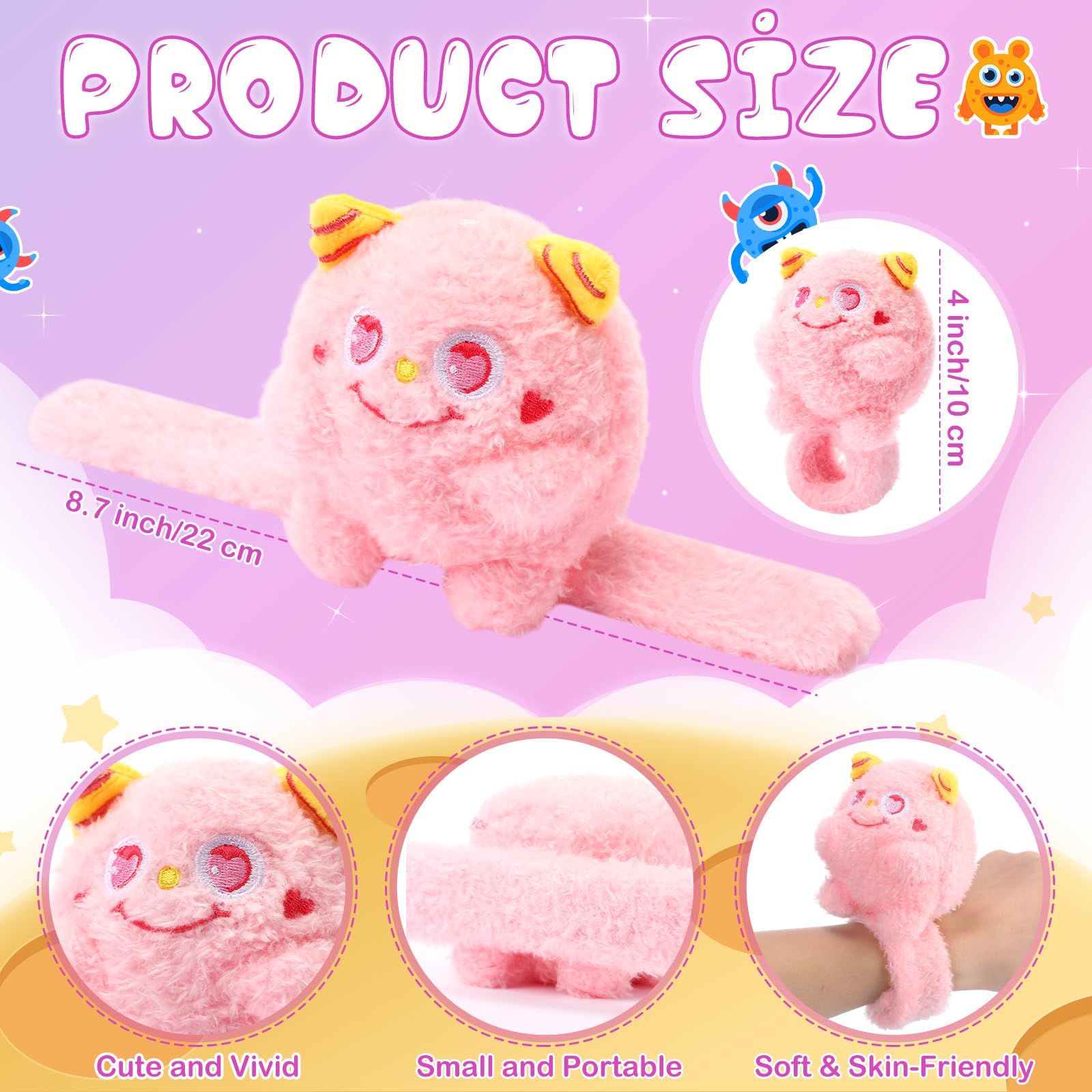 Sumind plush monster slap bracelet design is soft and durable for daily wear.