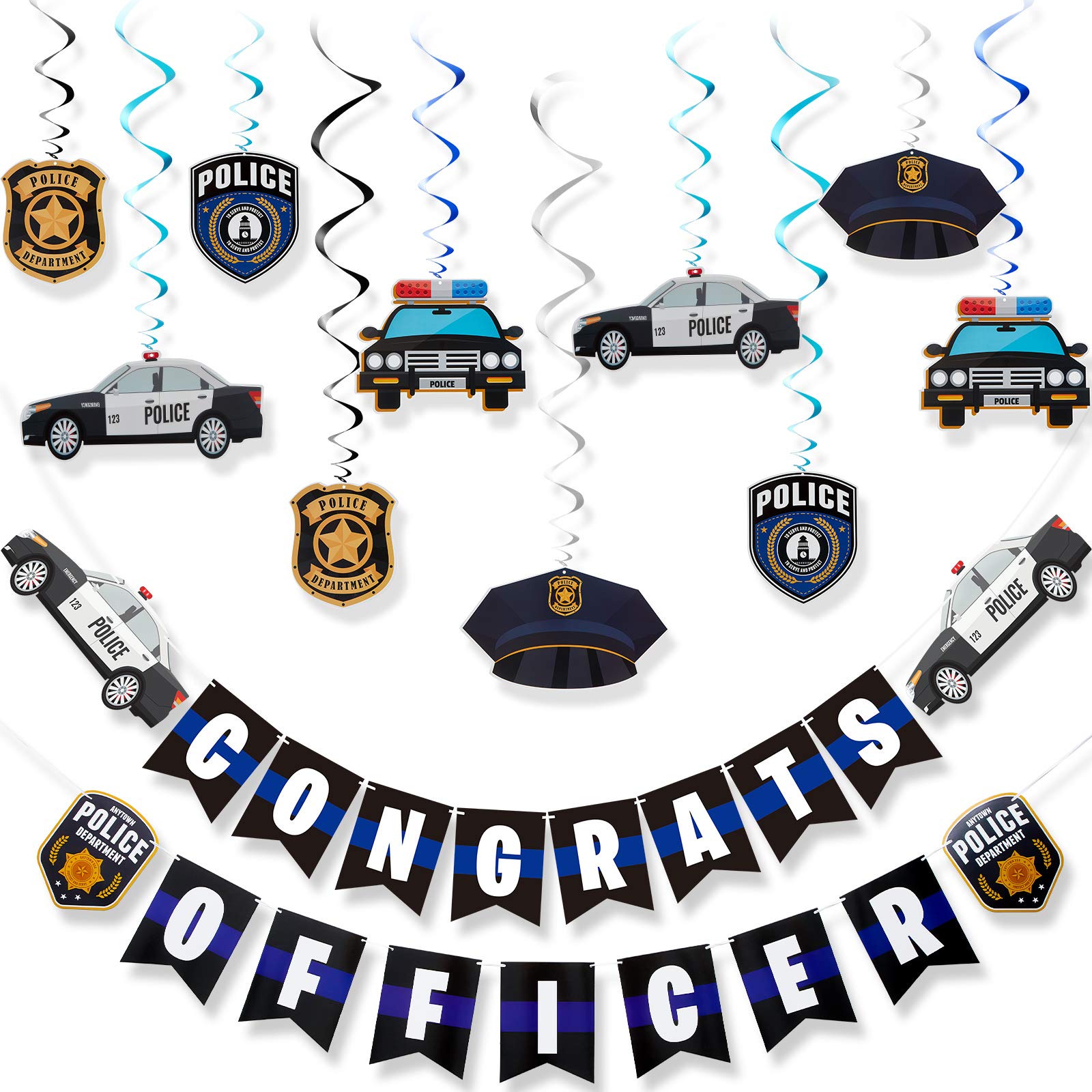 Sumind police party swirls hanging decor adds vibrant color to walls for themed celebrations