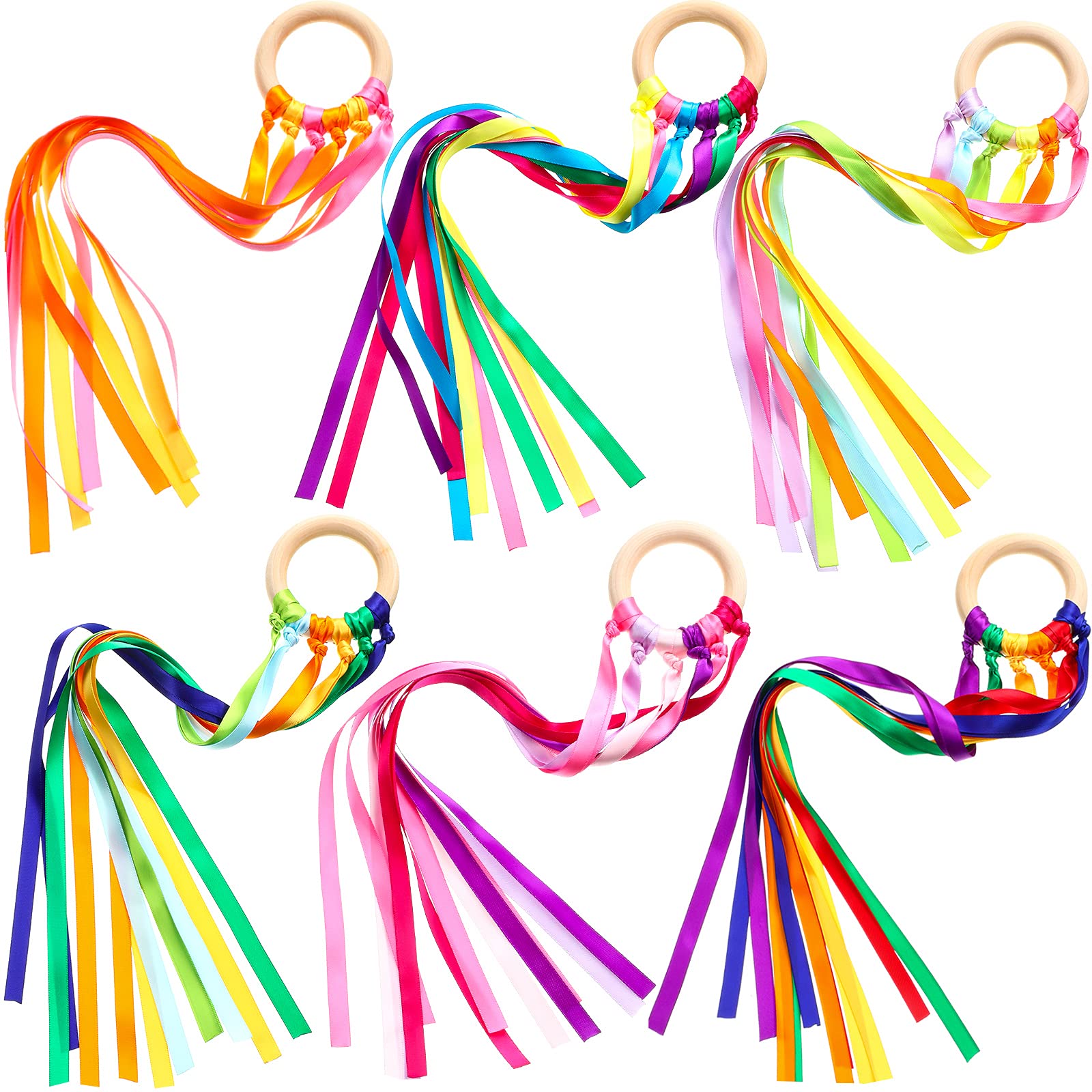 Sumind rainbow ribbon hand kite wand for kids' active play with dynamic motion.