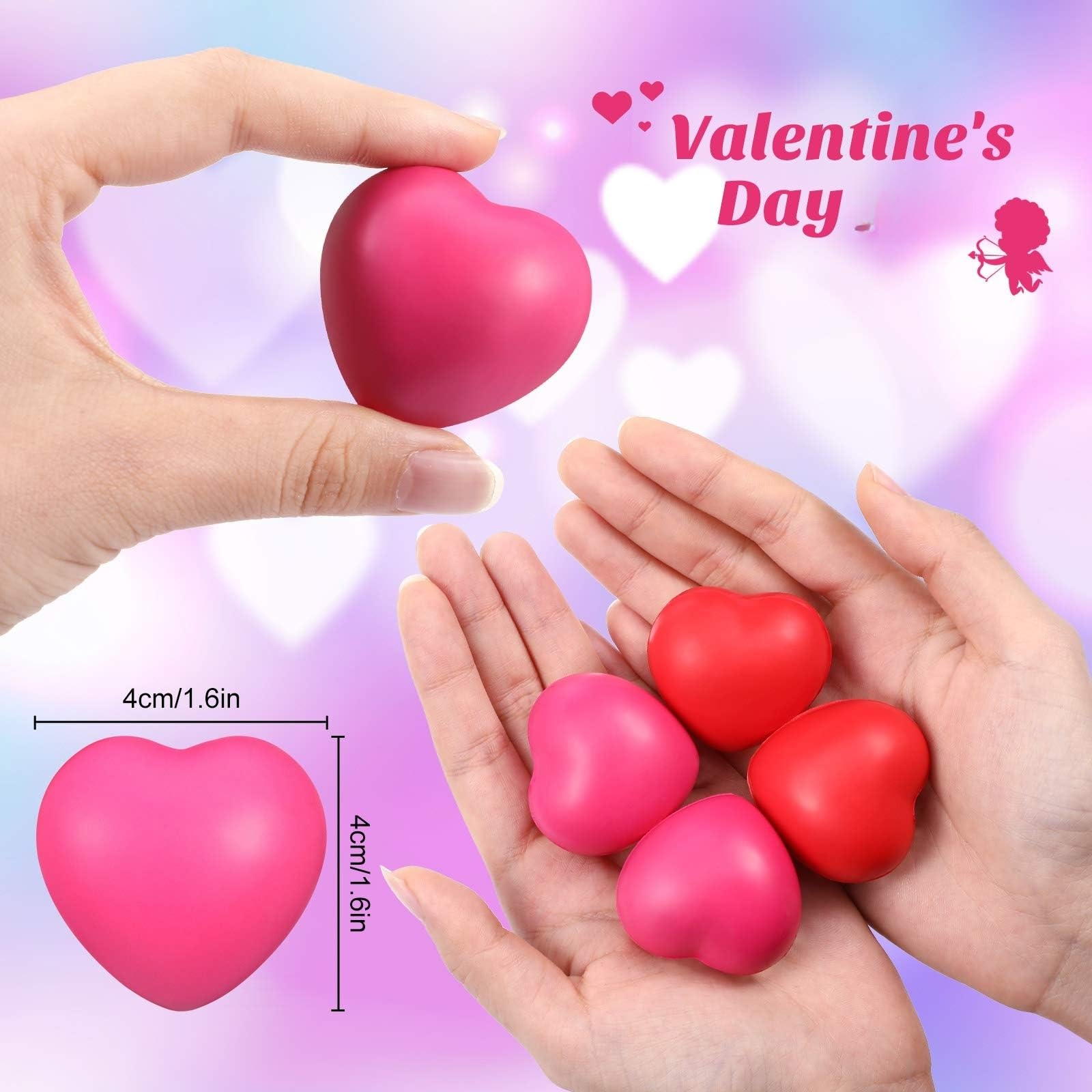 Sumind rose red heart stress ball close-up highlights soft foam and squeezable charm.