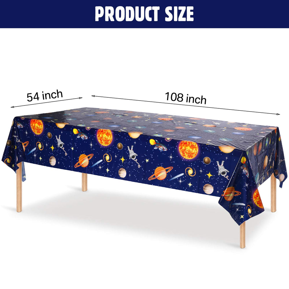 Sumind space tablecloth featuring solar system planets to protect surfaces during celebrations.