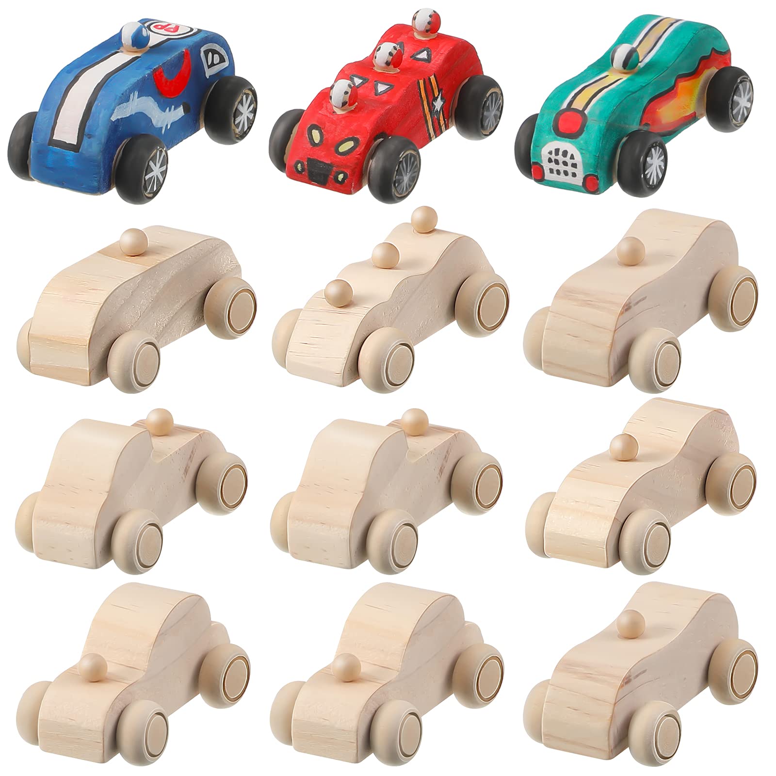 Sumind unfinished wooden car toy rolling cart model for classroom crafts and creativity.