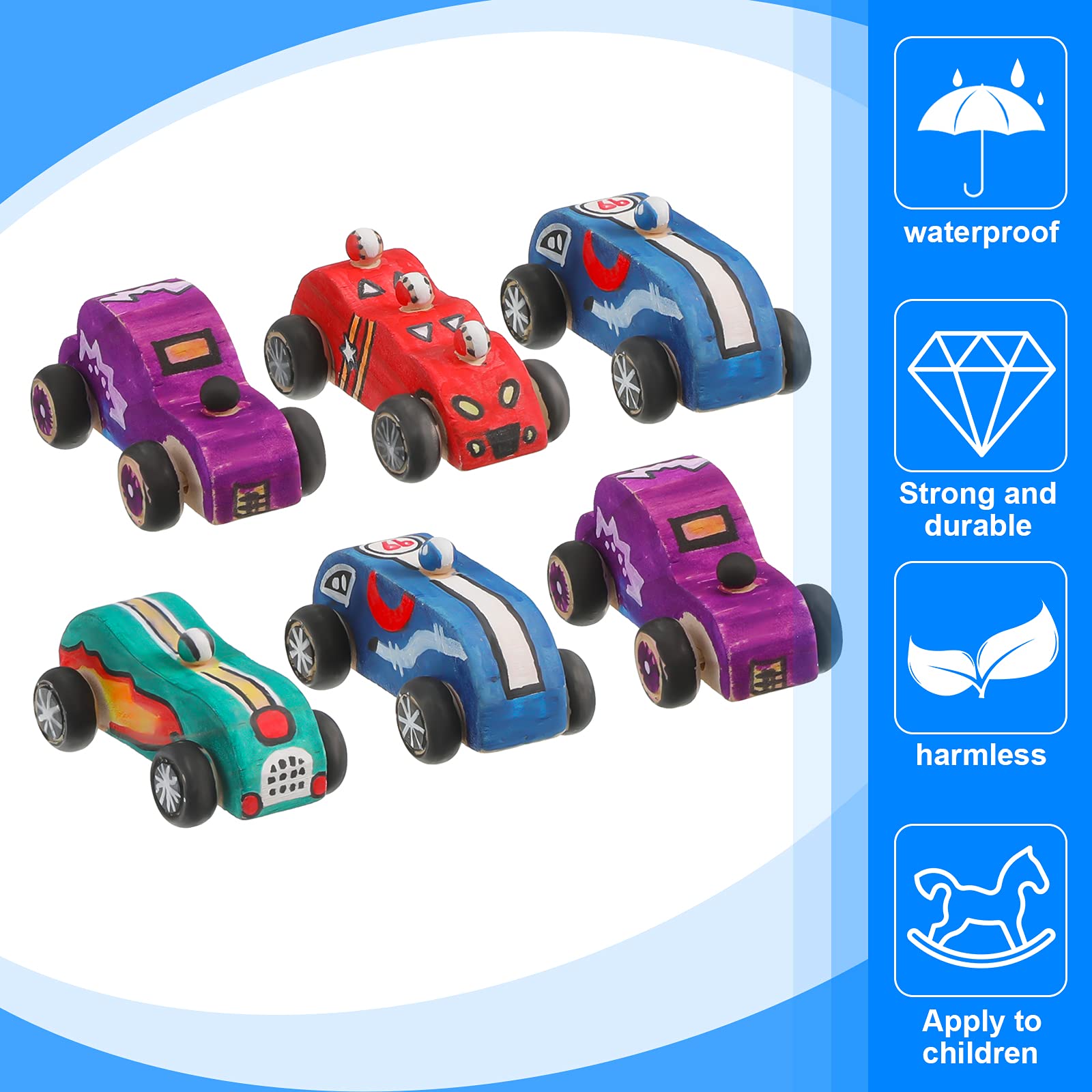 Sumind DIY wooden car toys for kids, colorful paints encourage imagination.