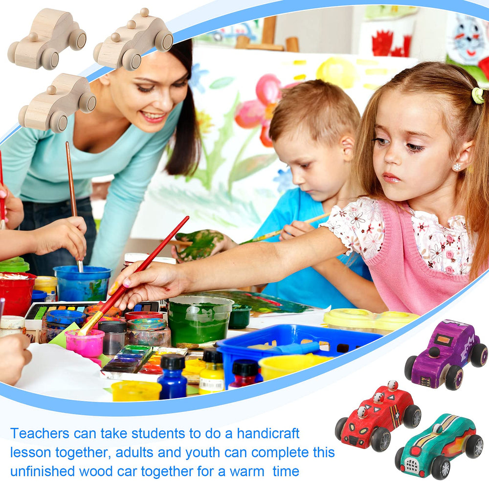 Sumind unfinished wooden car toys, durable for play and display projects.