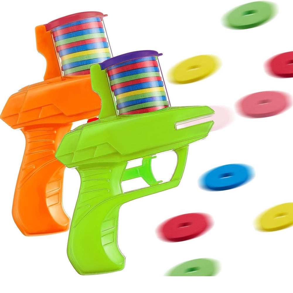 Sumind zip-shot shooter with orange discs for outdoor family play.