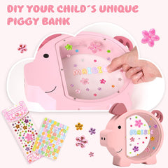 Summidate child-friendly wooden piggy bank designed for ages 3+.