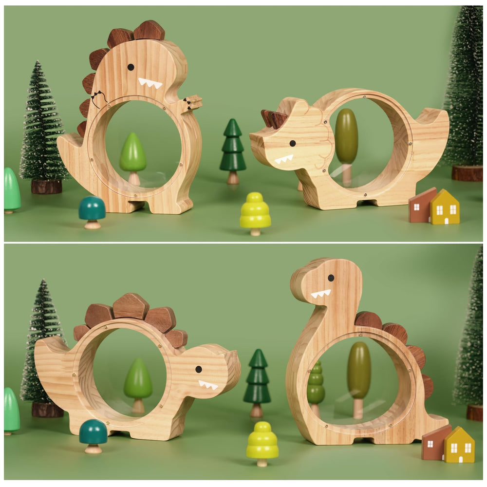 Summidate wooden bank opens by unscrewing screws for money retrieval