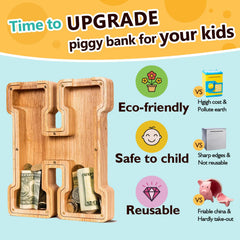 SummiDate large-size wooden letter bank emphasizes stable display on shelves