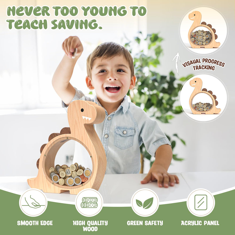 Summidate personalized dino piggy bank with laser engraving for a unique gift