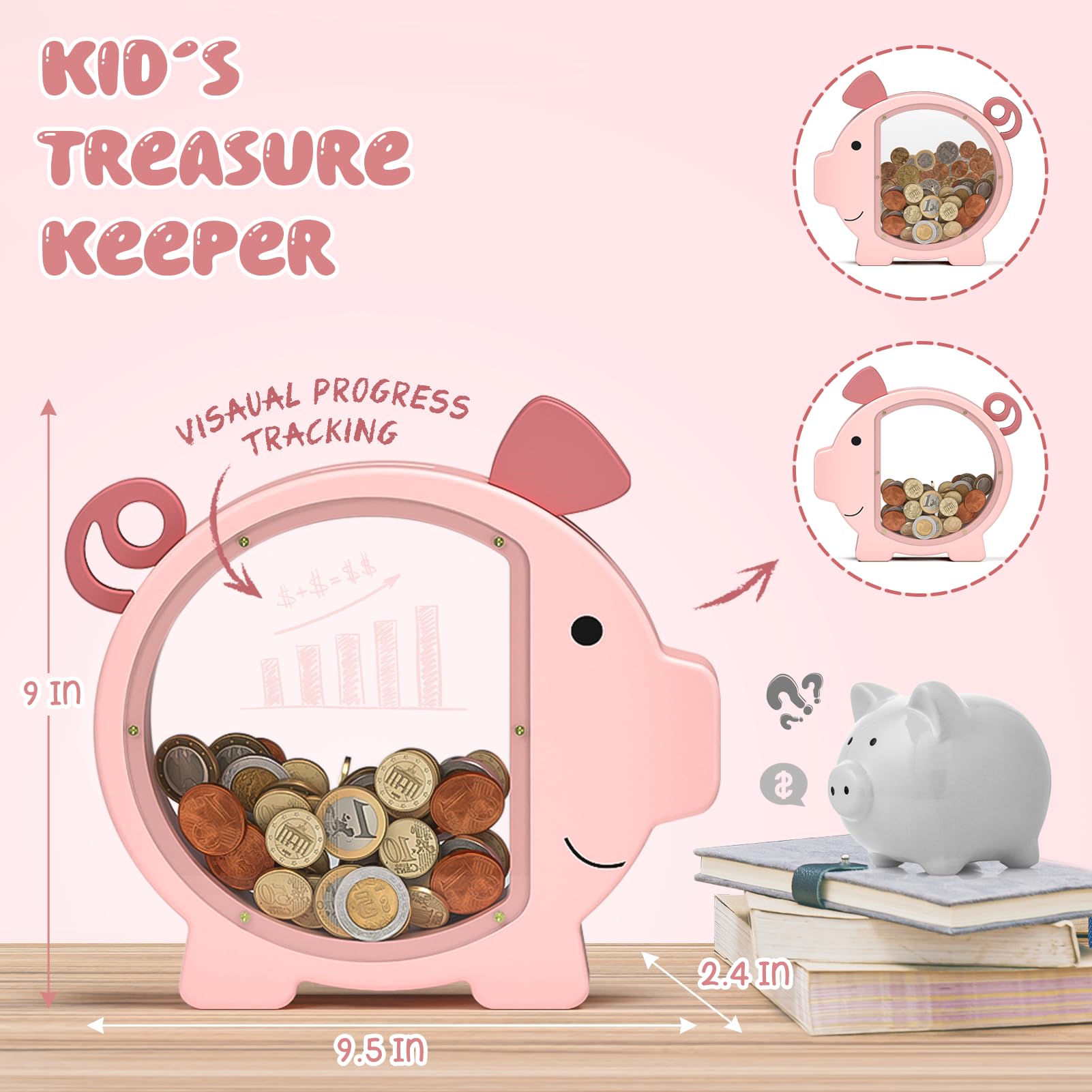 Summidate piggy bank with DIY sticker pack for customization.