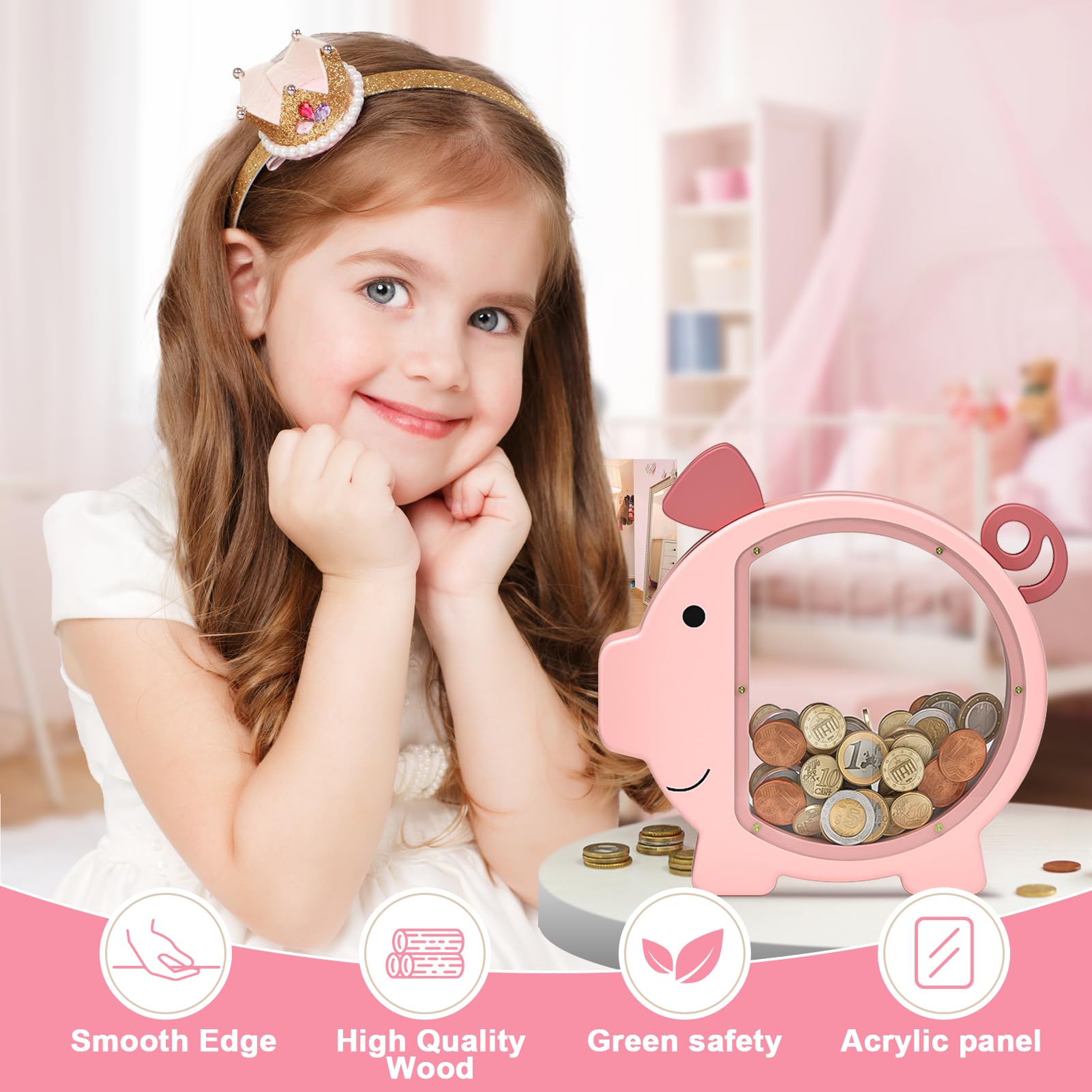 Summidate piggy bank with optional name engraving.