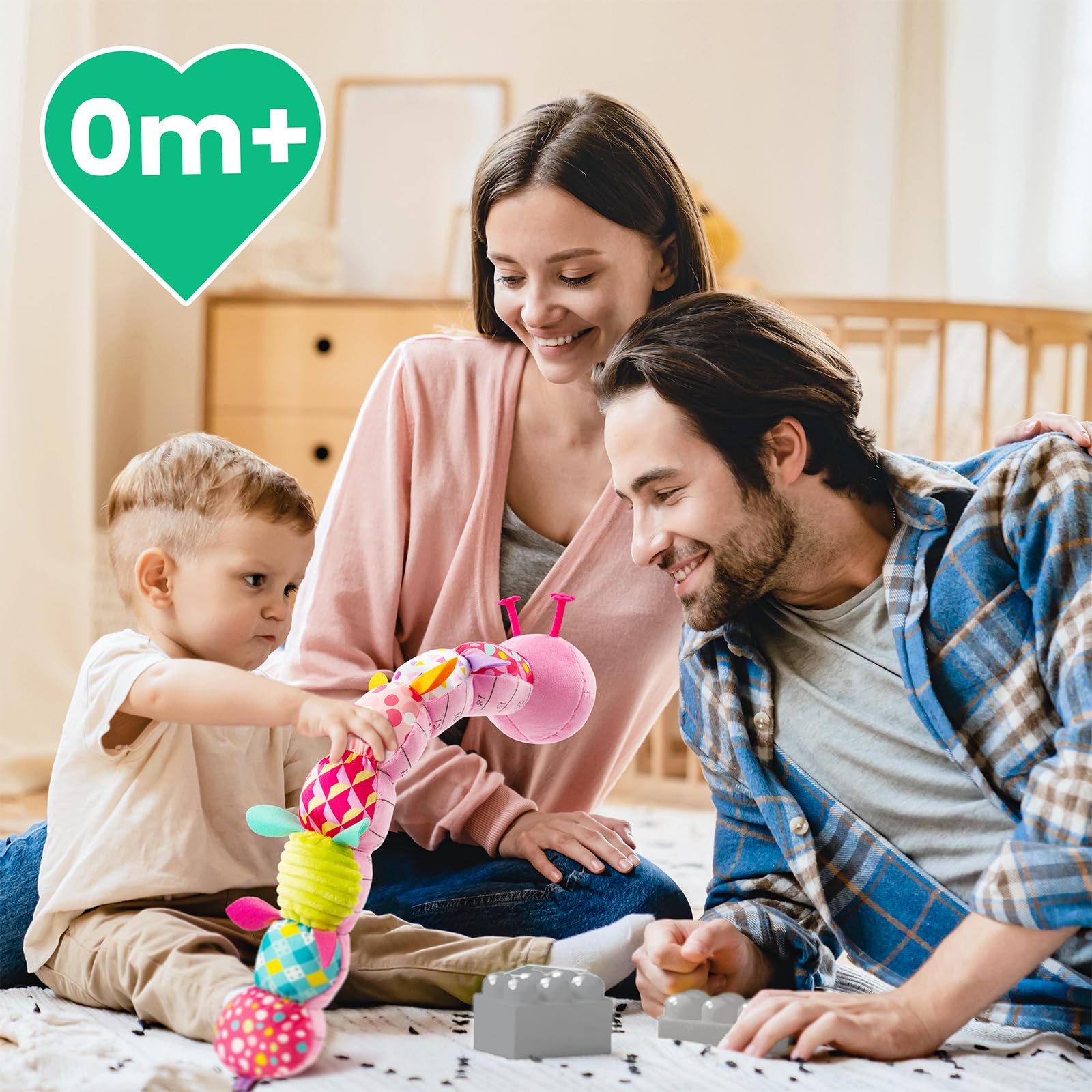 Sumobaby 4-in-1 Montessori Caterpillar plush toy for early skill development.