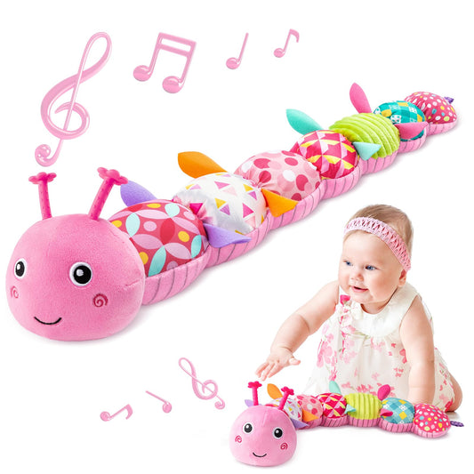 Sumobaby Caterpillar plush back with colors and textures supporting visual and tactile development.