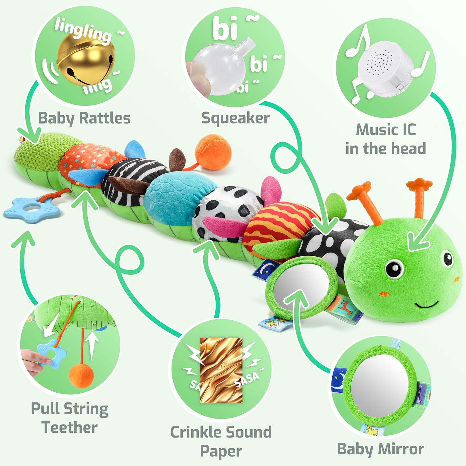 Sumobaby Caterpillar pull string active interaction for improved motor skills