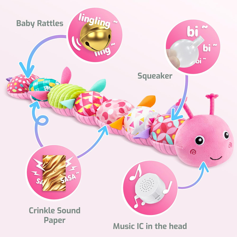 Sumobaby Caterpillar tail rattle adds tactile-auditory cues.