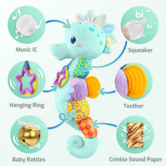 Sumobaby Seahorse tail rattle encourages grasping and sound exploration