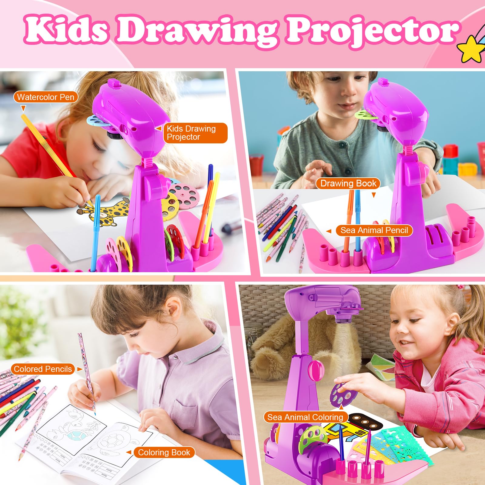 Sumsoltic art supplies kit includes pencils, crayons, watercolor pens, and a sketchbook