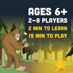 Sun Company Camping with Sasquatch cards spread shows 128 cards for quick setup.
