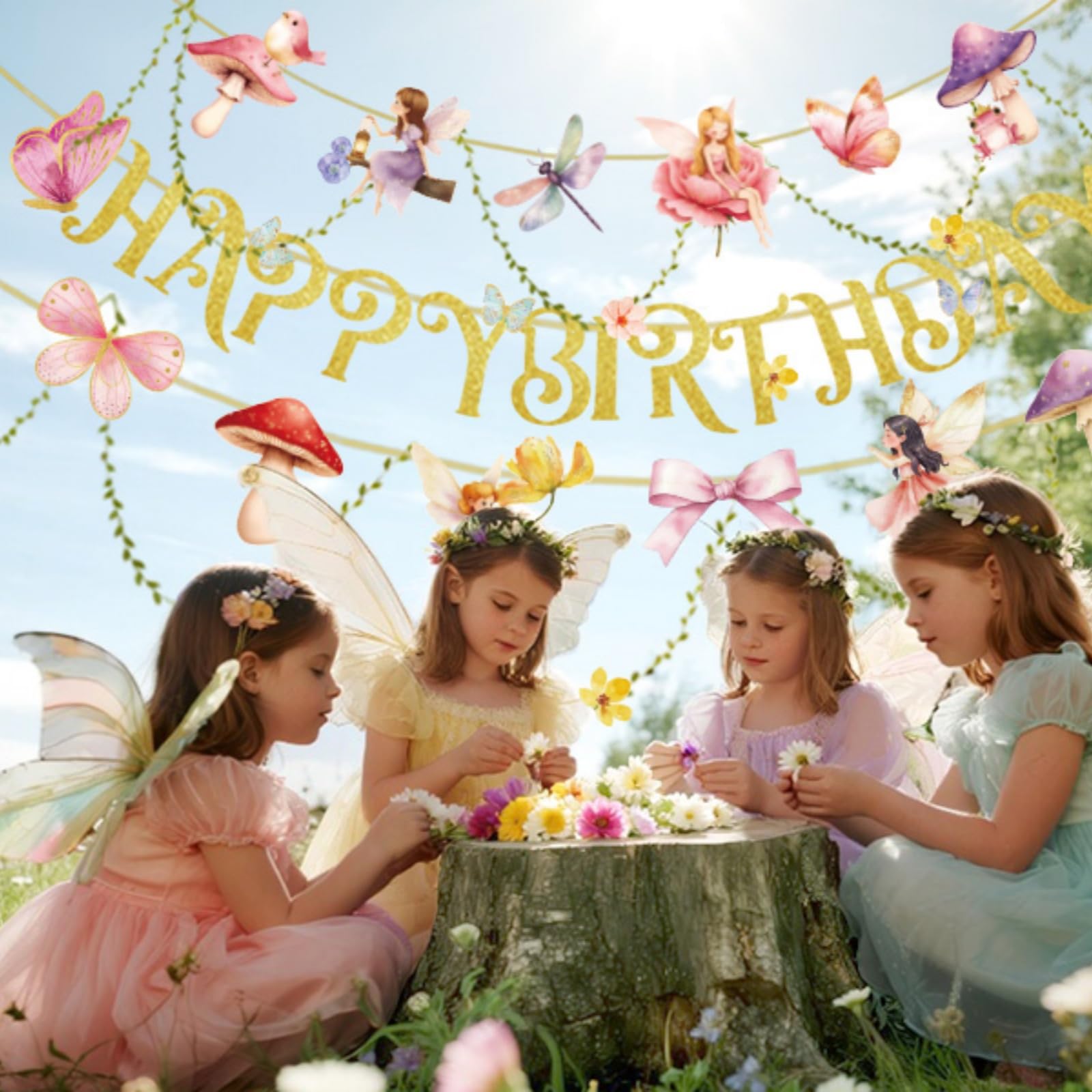 SunBeauty baby shower theme banner complements delicate, whimsical setups.