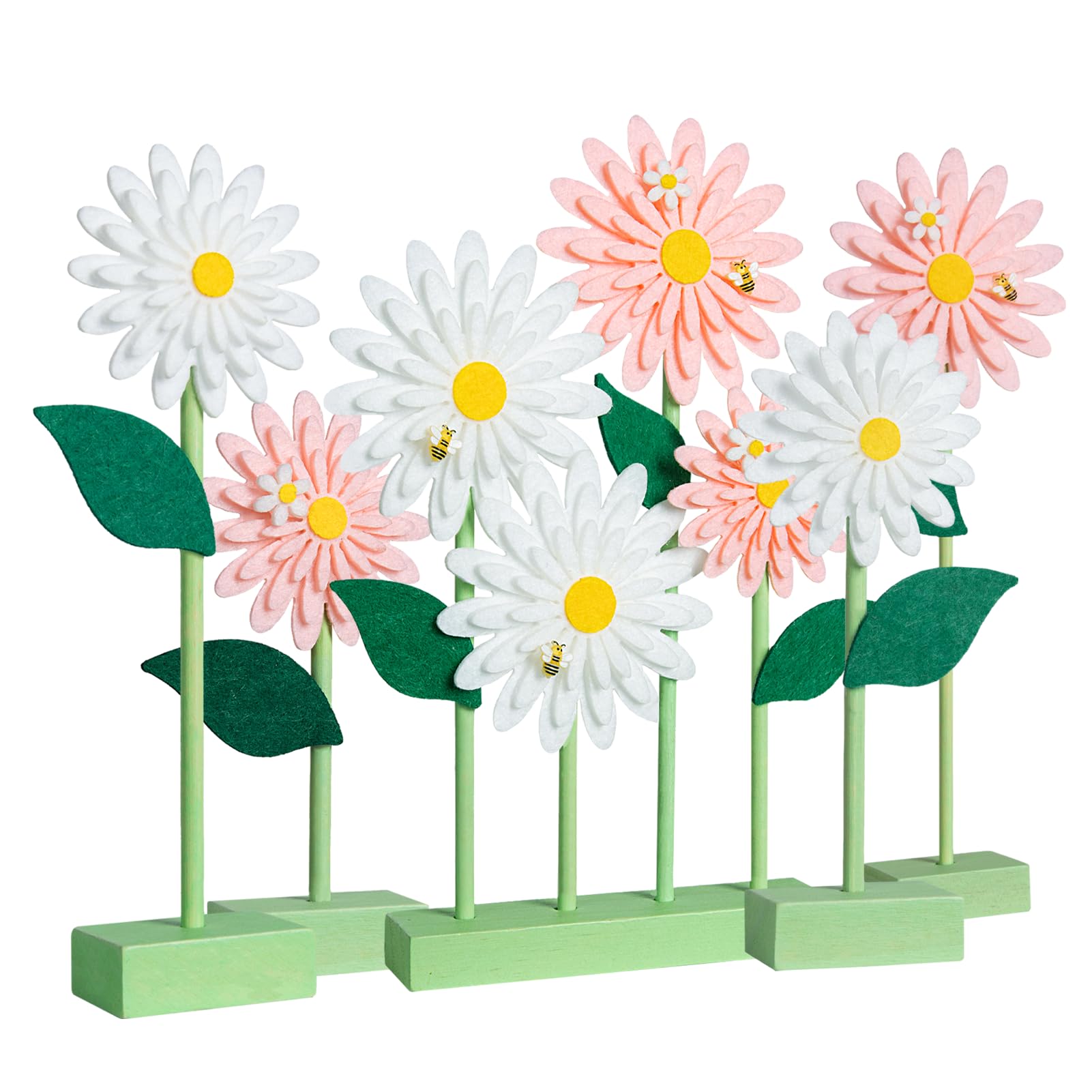 SUNBEAUTY daisy centerpieces in pink and white, 8-piece set for festive table decor.