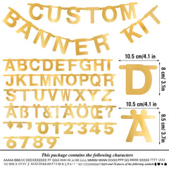 SUNBEAUTY gold letter banner letters and brackets enable easy DIY banner assembly.