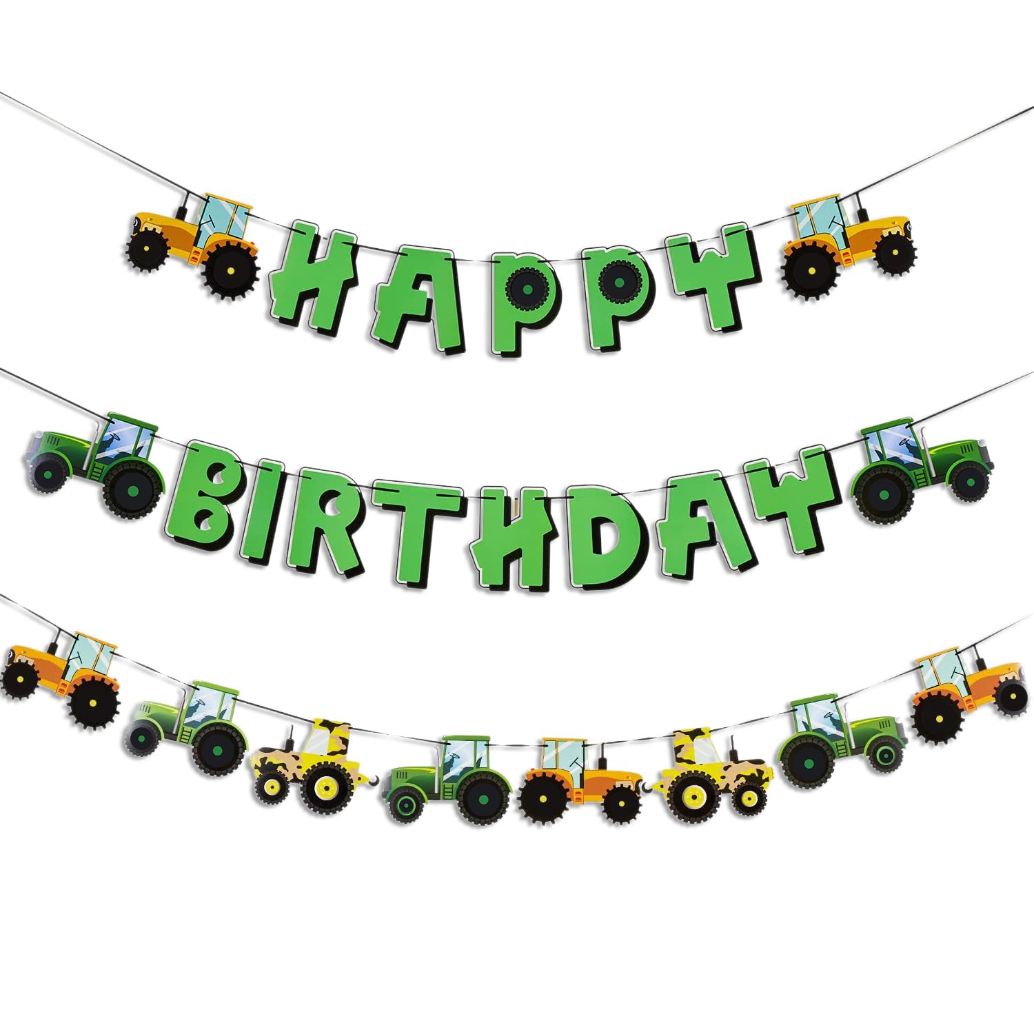 SUNBEAUTY green tractor birthday banner, ready to brighten a farm-themed party