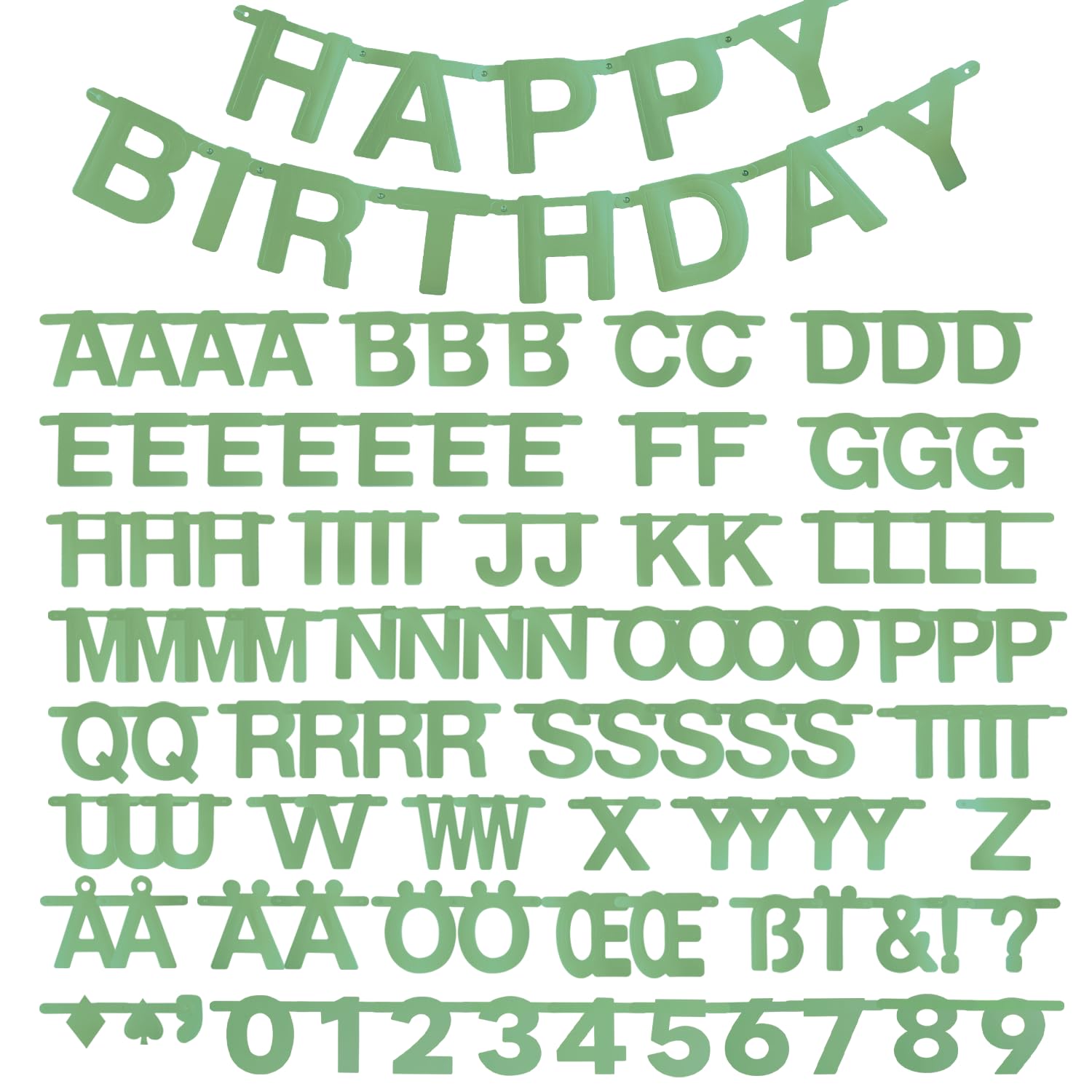 SUNBEAUTY sage green banner letters for personalized celebration messages