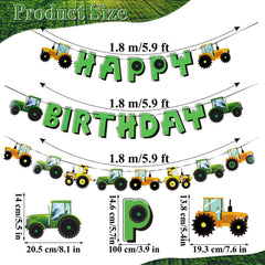 SUNBEAUTY tractor garland banner, pre-strung for quick decor setup