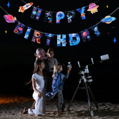 SUNBEAUTY Universe easy-hang banner with pre-cut holes speeds decorating