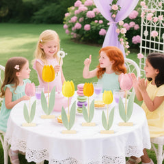 SUNBEAUTY vibrant pink yellow orange tulips brighten spring tables