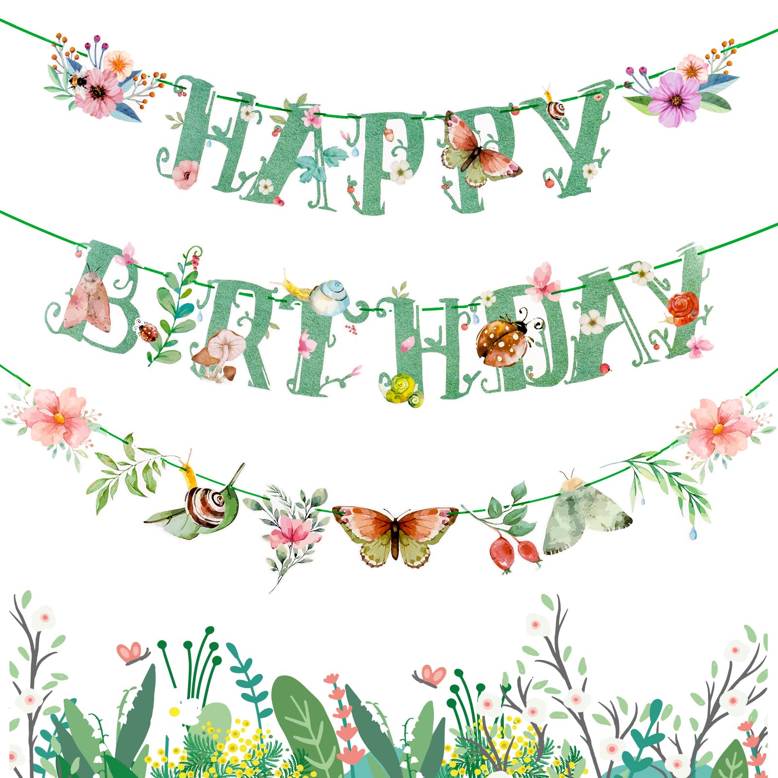 SUNBEAUTY Wildflower banner in sage-green for spring garden parties.